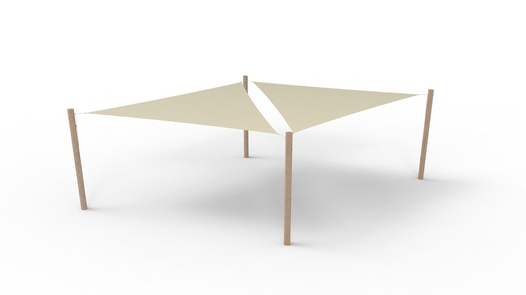 PE-Sonnensegel-System 2 Segel (4x4x4 m) + 4 Pfosten