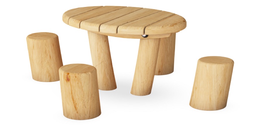 Kindertisch mit 4 Sitzpollern NRO212
