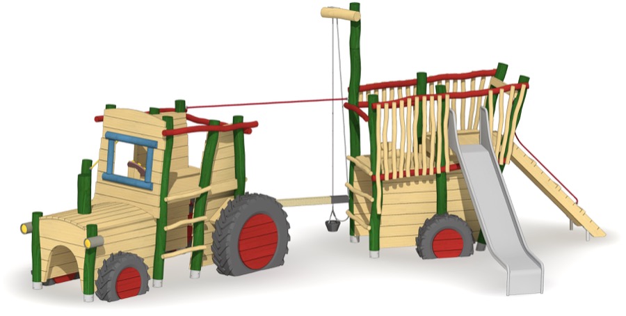 Spieltraktor Bingen mit Anhänger
