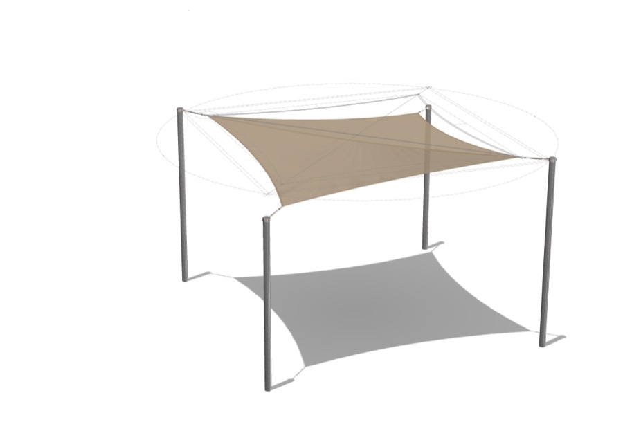 Feststehender/Temporärer Sonnenschutz, 4 x 4 m
