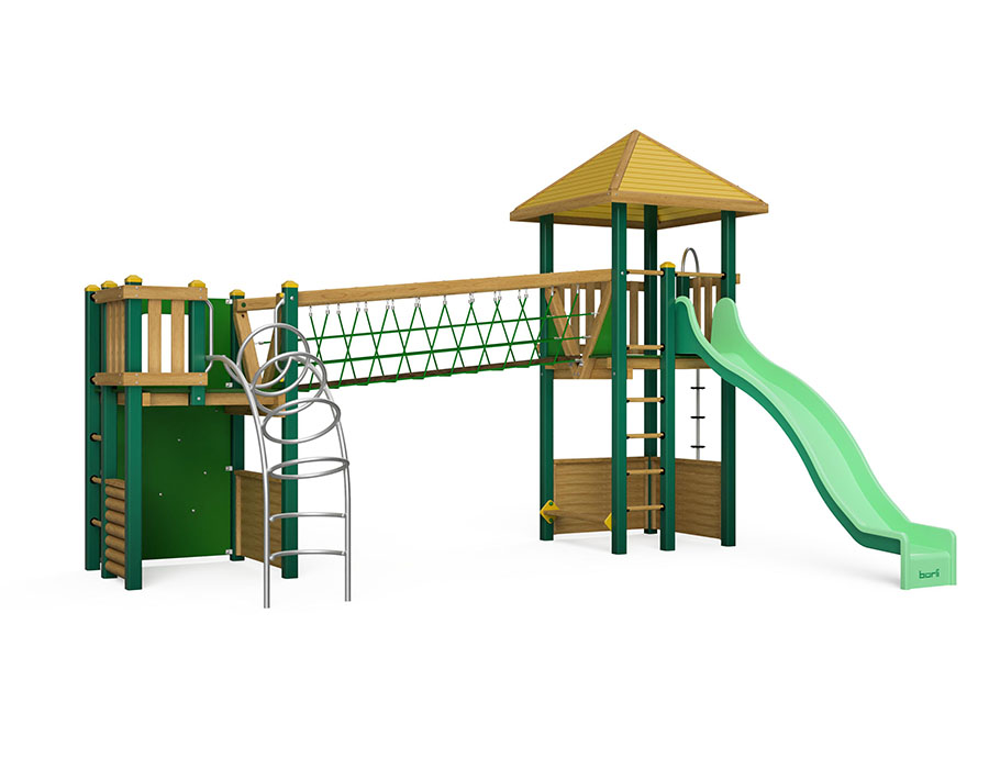 Spielturm-Kombination Holz/Aluminium