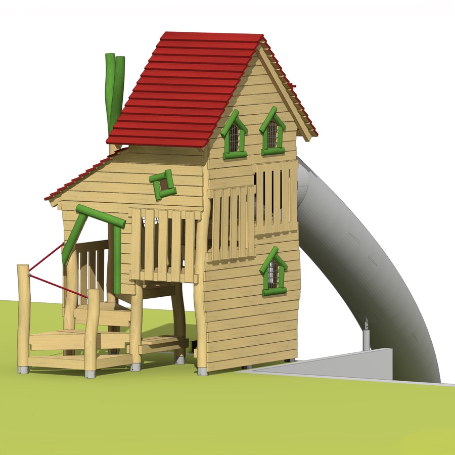 Spielhaus Pinocchio mit Röhrenrutsche