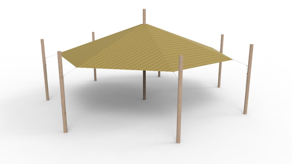 Sonnensegelhütte HDPE mit 8 Pfosten