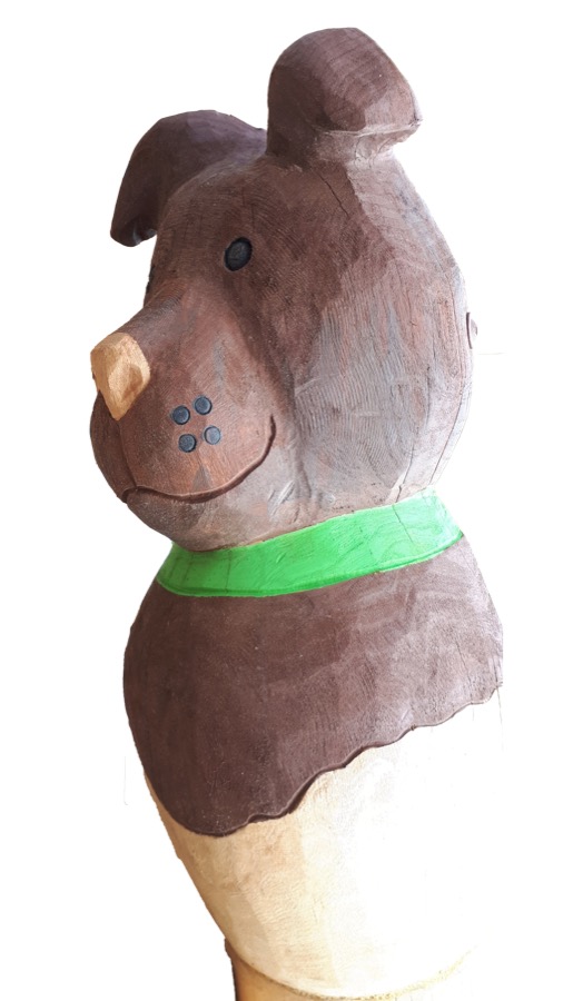 Pfostenkopf/Schnitzfigur Hund -