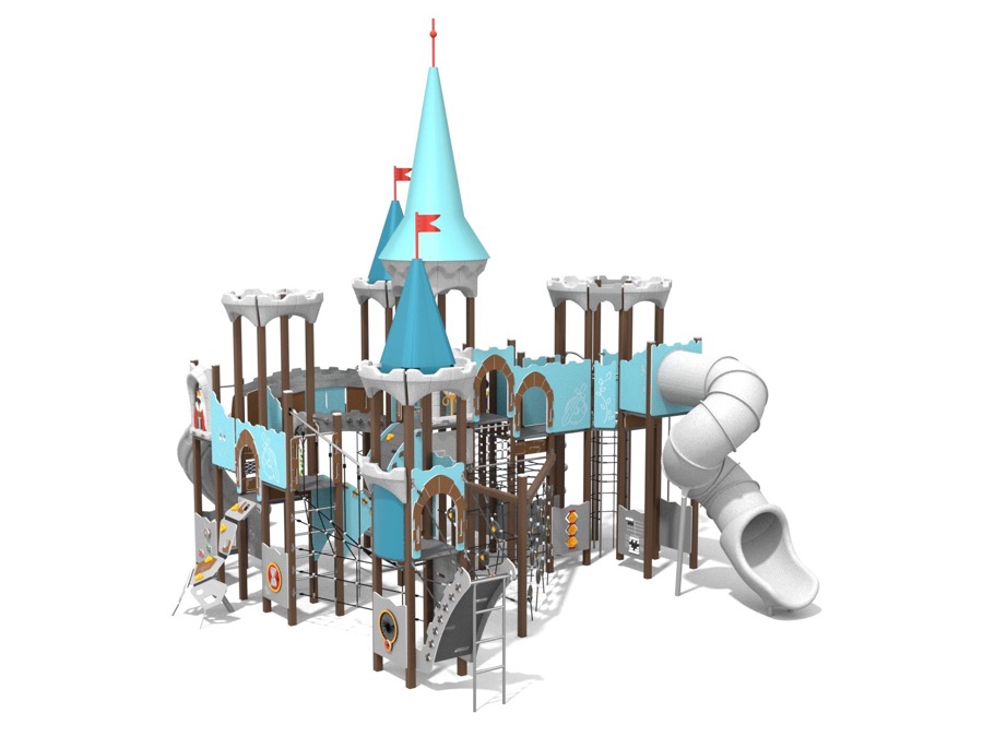Spielschloss mit Rutschen und Seile-Spielplatz