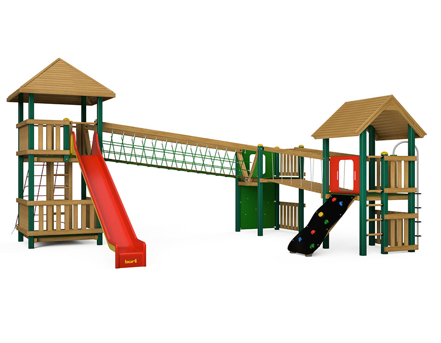 Spielturm-Kombination Holz/Aluminium