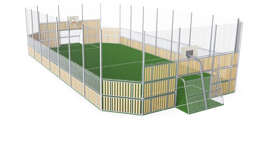 MUGA, 12 x 24 m, Seitenhöhe 5 m; Holzoptik FRE600203