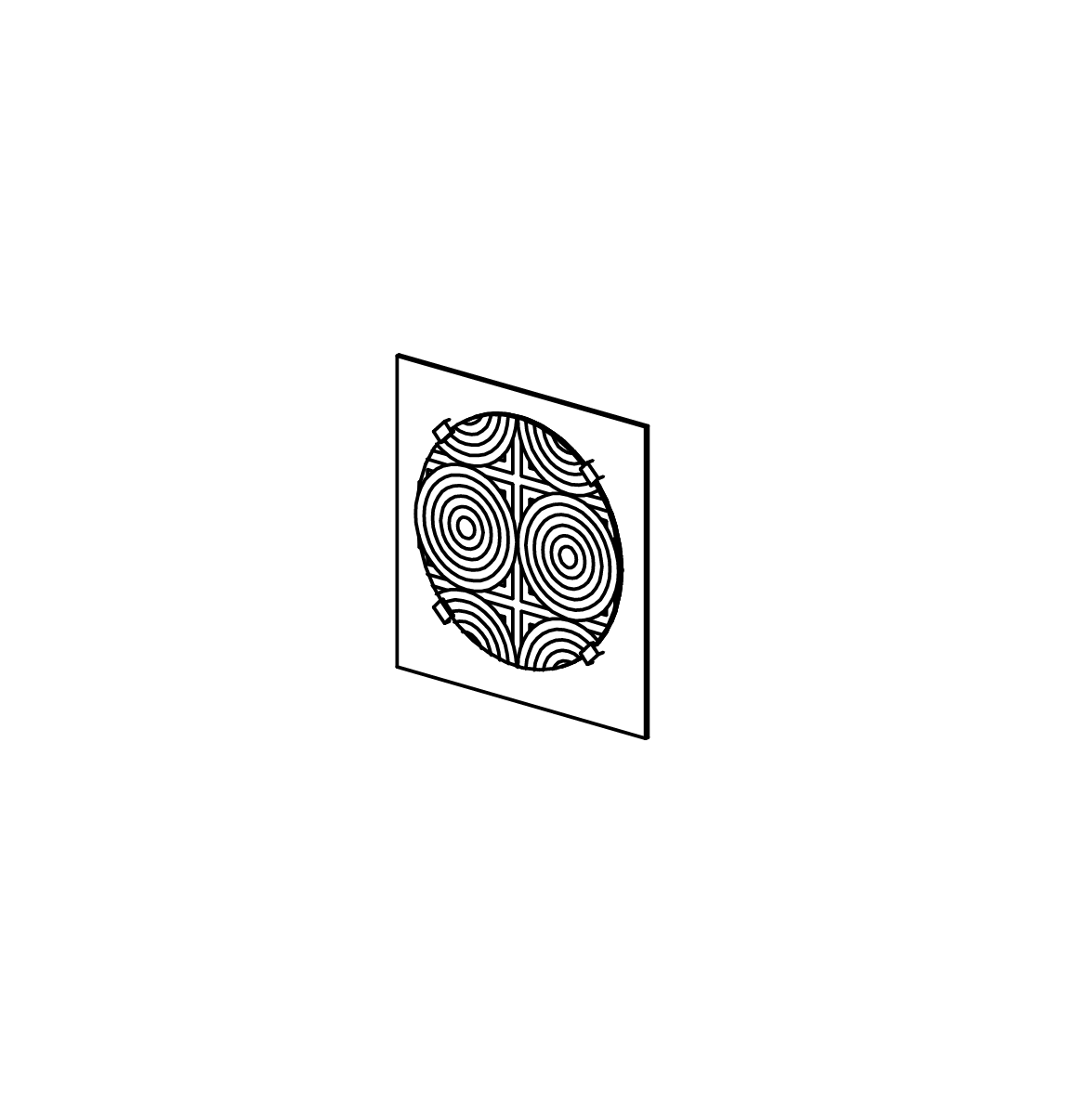Moirétafel mit Wandbefestigung