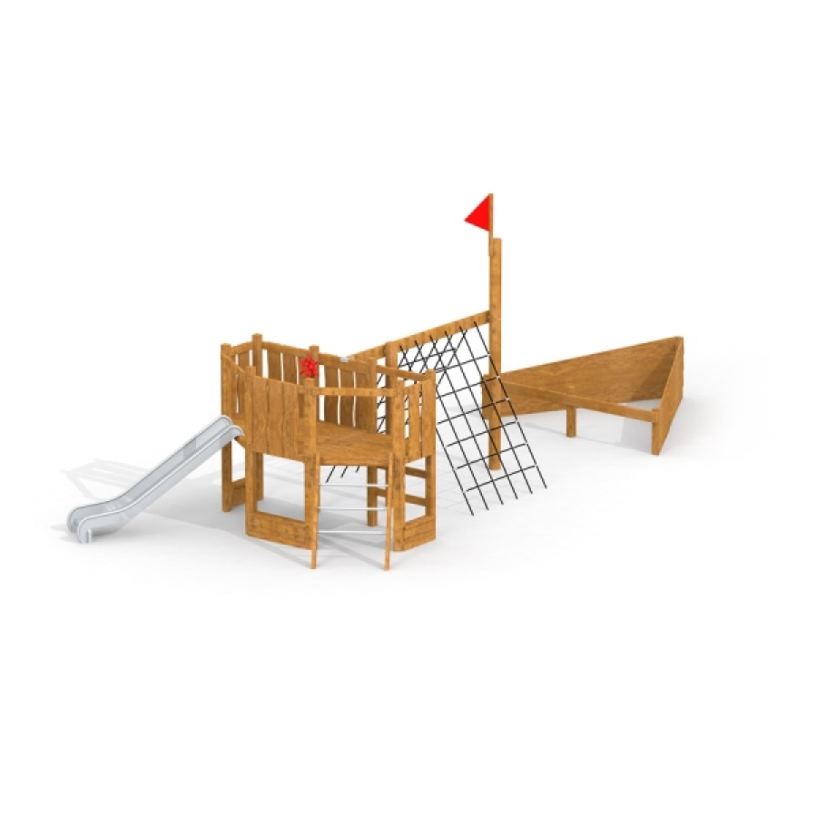 Schiff Sandkasten mit Rutsche (Robinie)