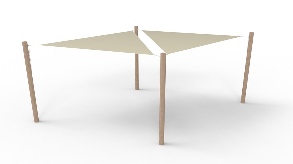 PE-Sonnensegel-System 2 Segel (3x3x3 m) + 4 Pfosten