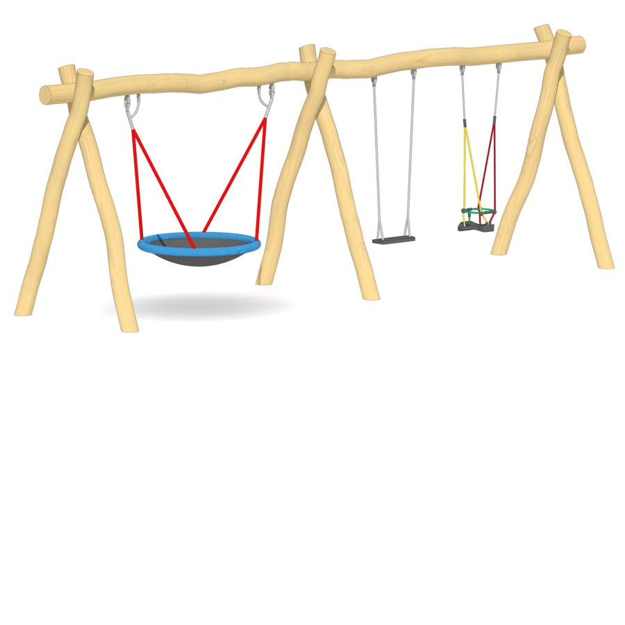 Schaukel-Nestkorb-Kombi 2-fach LH210cm, 1 Kleinkind-Schaukelsitz