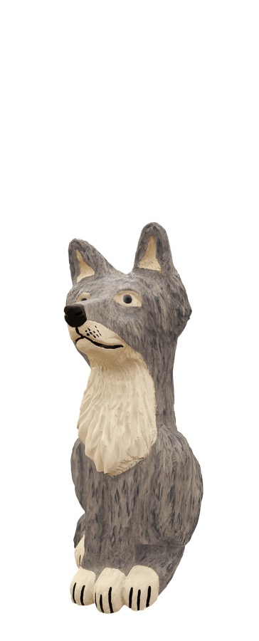 Schnitzfigur Wolf sitzend -