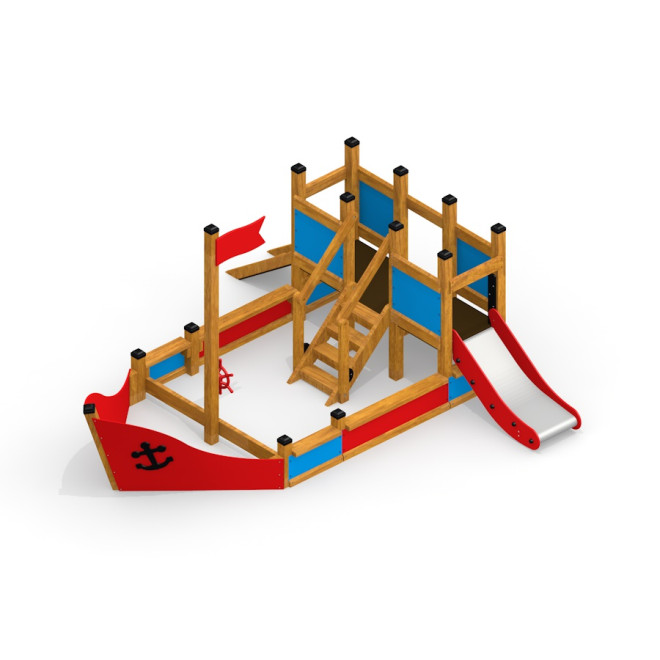 Kleines Schiff Sandkasten mit Rutsche