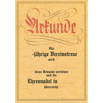 Urkunde „Jubiläum/Vereinstreue“