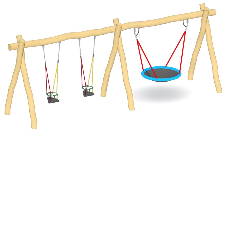 Schaukel-Nestkorb-Kombi 2-fach LH210cm, 2 Kleinkind-Schaukelsitze