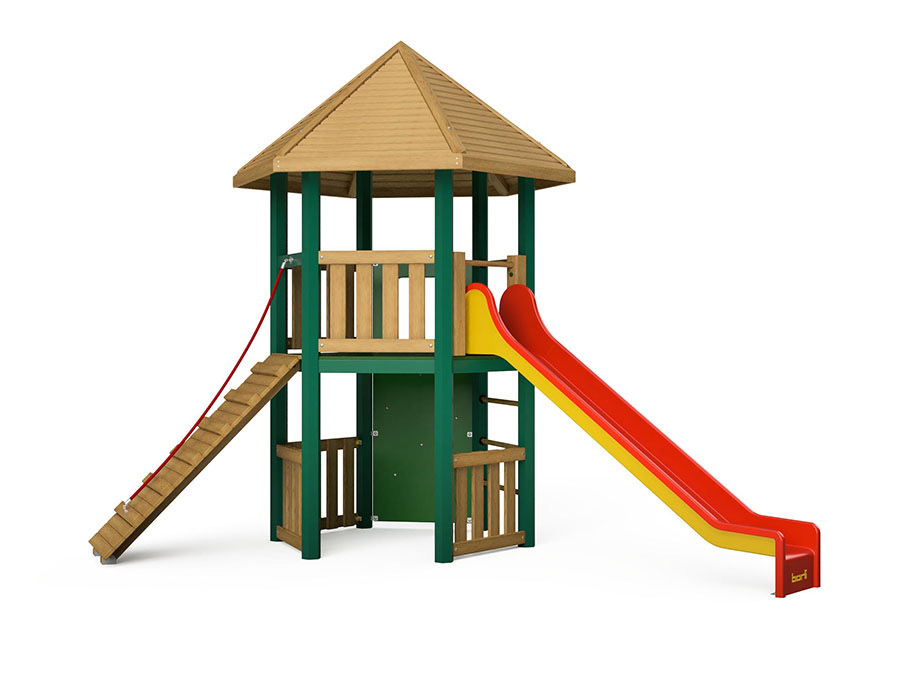 Spielturm-Kombination Holz/Aluminium