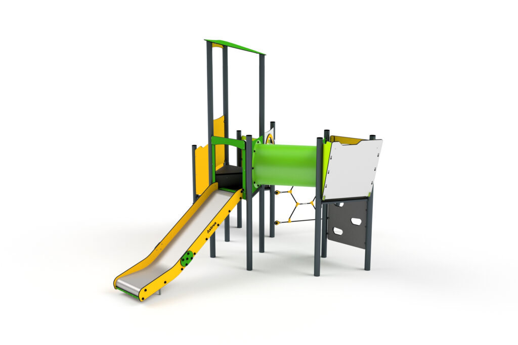 11057 Turm mit Rutsche, Kletterwand, Tunnel, Netz, Kletterwand und Spielwand
