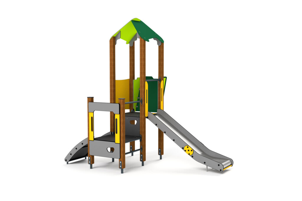 10011 Kleiner Kletterturm mit runder Rampe und Rutschbahn