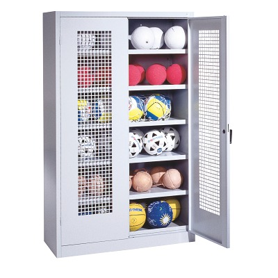 C+P Ballschrank mit Lochblech-Flügeltüren (Typ 3), HxBxT 195x120x50 cm