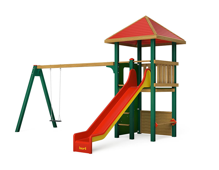 Spielturm-Kombination Holz/Aluminium