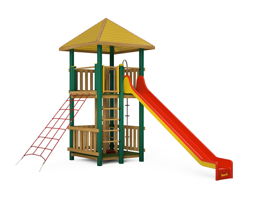 Spielturm-Kombination Holz/Aluminium