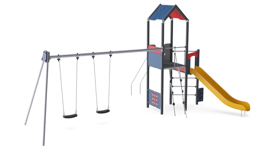 Spielturm mit Doppelschaukel PCM110721