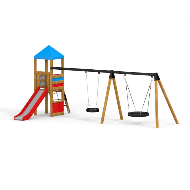 Logo Spielturm mit Vogelnestschaukel (BNS 90 cm)