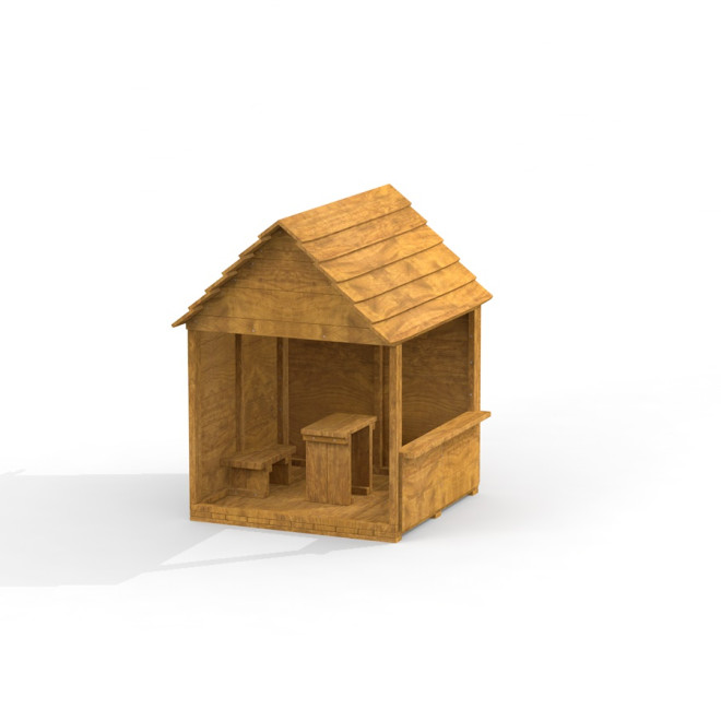 Spielhaus mit Tisch und Stuhl