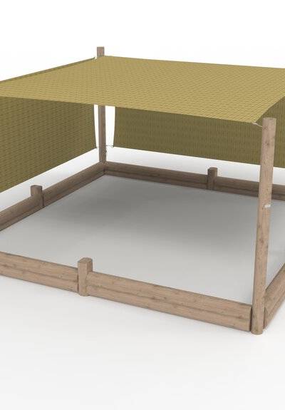Überdachter Sandkasten mit 2 Windschutzwänden