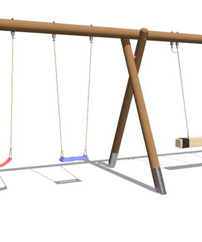 Partner-Schaukel mit Doppelschaukel aus Rundholz
