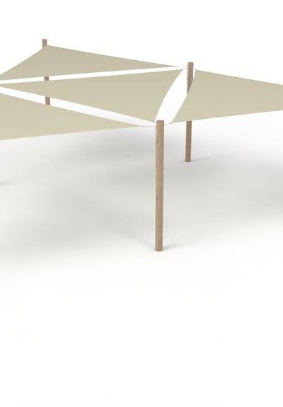 PE-Sonnensegel-System 4 Segel (4x4x4 m) + 6 Pfosten