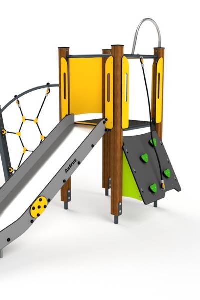 10003 Kleiner Kletterturm mit Kletterwand und Feuerwehrstange