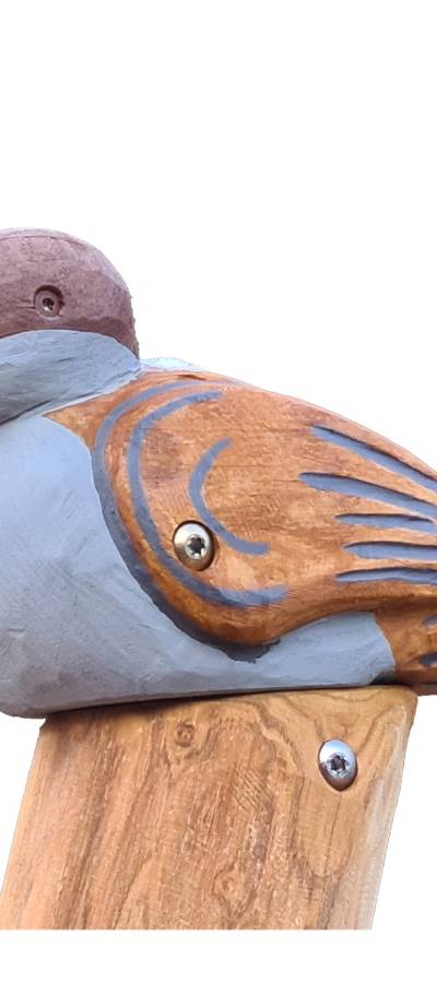 Pfostenkopf/Schnitzfigur Spatz -