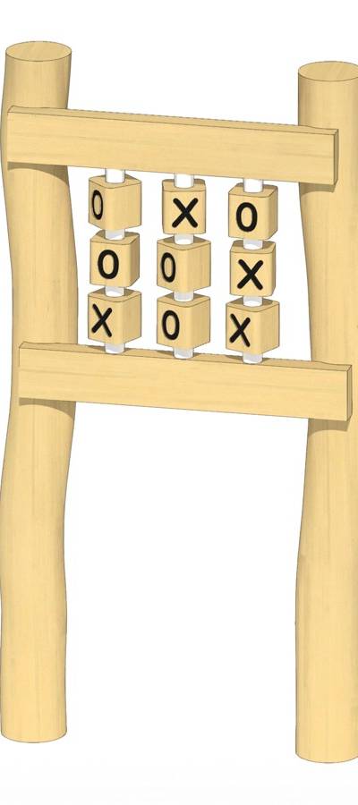 Spiel Tic-Tac-Toe, Drehwürfel konturgefräst, mit 2 Pfosten