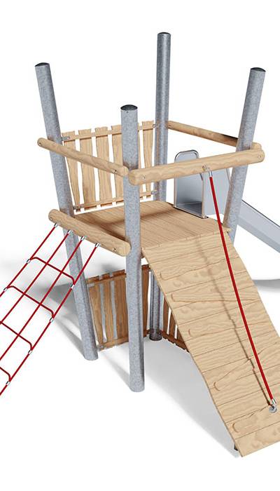 Spielturm-Kombination Stahl/Robinie