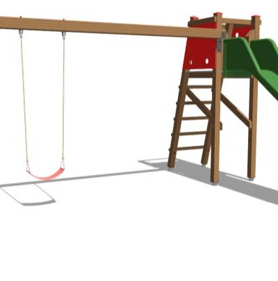Rutschbahn mit Aufstieg und Doppelschaukelanbau Podesthöhe 140 cm