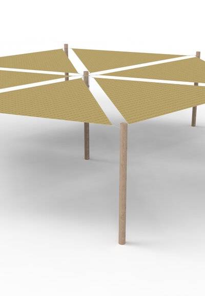 HDPE-Sonnensegel-System 6 Segel (3.6x3.6x3.6 m) + 7 Pfosten