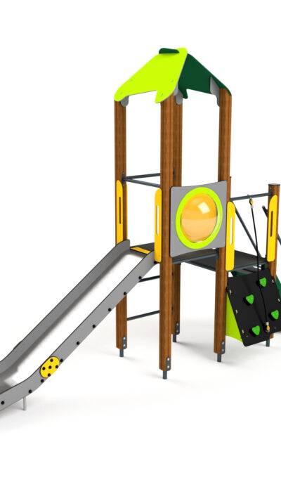 10017 Kletterturm mit kleiner Kletterwand, Bullauge und Rutschbahn