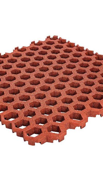 Rasengitter Fallschutzplatte 45 mm rot, Fallhöhe bis 180 cm