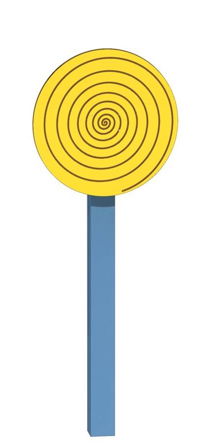 Drehspiel HPL Ø60cm, Spirale, mit 1 Pfosten