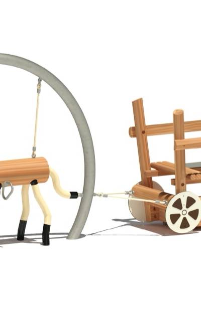 Wackelpferd mit Wagen 1844