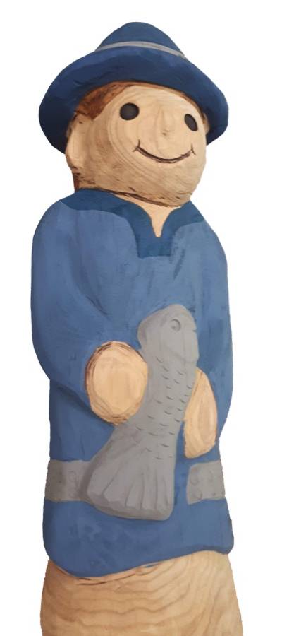 Pfostenkopf/Schnitzfigur Fischer -