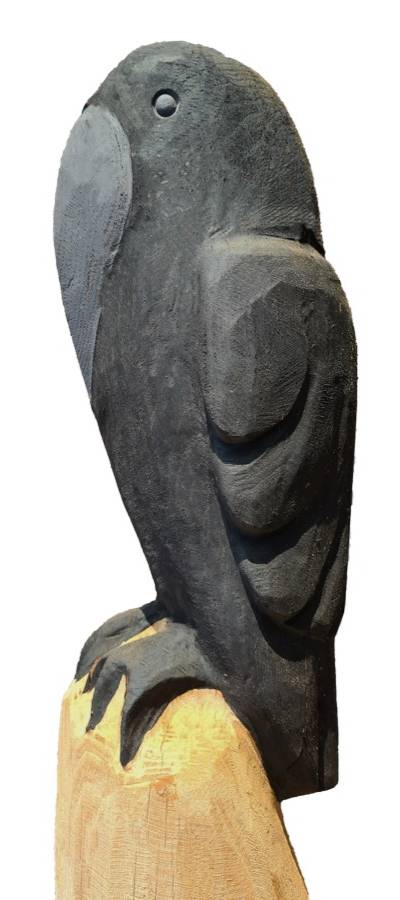 Pfostenkopf/Schnitzfigur Rabe -