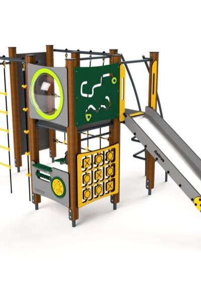 10030 Kletternetz, Spielwände, Kletterwand und Rutsche