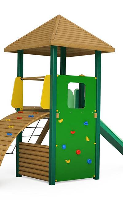 Spielturm-Kombination Holz/Aluminium