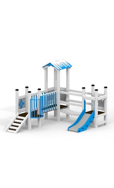 Winterfestung Spielturm mit Rutsche