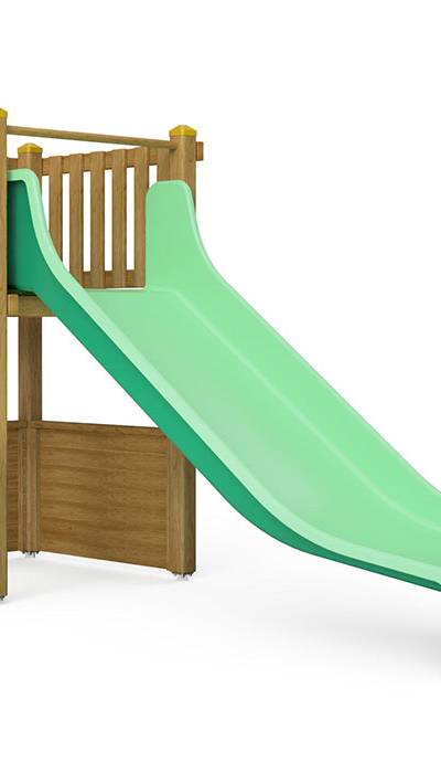 Spielturm-Kombination Kantholz, Podesthöhe 150 cm, Doppelrutsche