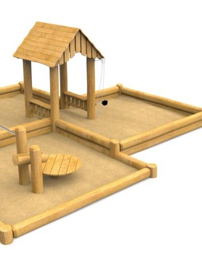 Dreifach-Sandkasten mit Häuschen