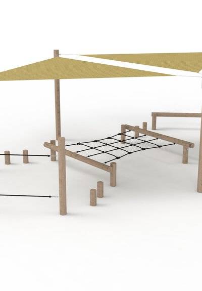 Balancierparcours mit Sonnensegeln