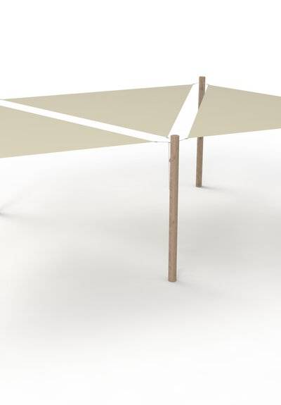 PE-Sonnensegel-System 3 Segel (3.6x3.6x3.6 m) + 5 Pfosten